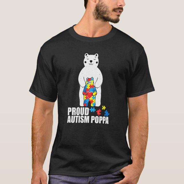 Camiseta Orgulloso Poppa Bear Pieza de Rompecabezas de Conc (Anverso)