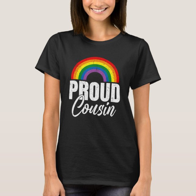 Camiseta Orgulloso primo aliado LGBT Mes de Orgullo Gay LGB (Anverso)