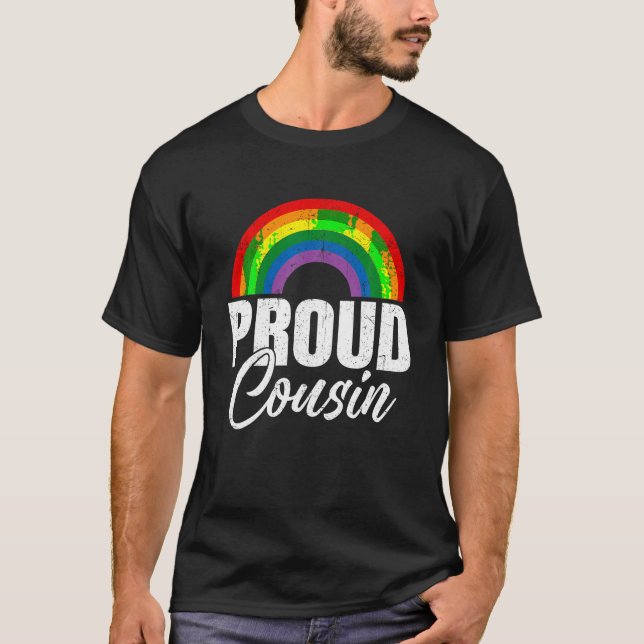Camiseta Orgulloso primo aliado LGBT Mes de Orgullo Gay LGB (Anverso)