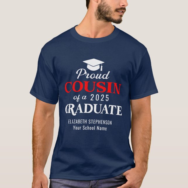 Camiseta Orgulloso primo de la familia coordinadora de grad (Anverso)