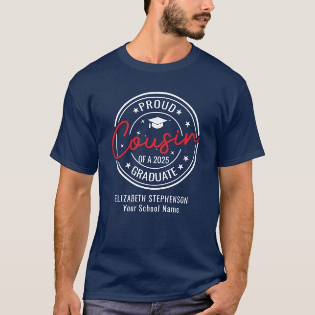 Camiseta Orgulloso primo del graduado - familia coordinador (Anverso)