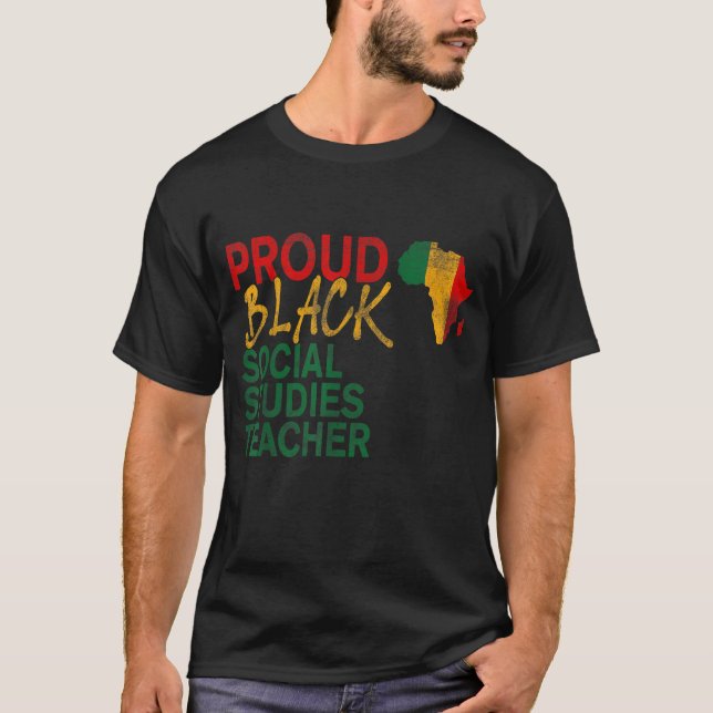 Camiseta Orgulloso profesor de Estudios Sociales Negros afr (Anverso)