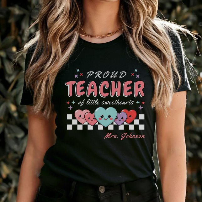 Camiseta Orgulloso profesor de novio El día de San Valentín (Proud Teacher of Sweethearts Valentine's Day Black T-Shirt
)