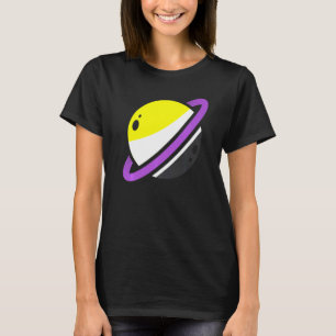 Camiseta Orgulloso Queer Lgbt Agender Noninary Flag Saturno