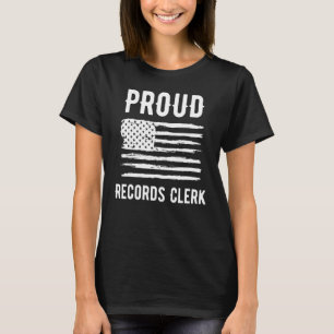 Camiseta Orgulloso Registros Clerk Profesión Bandera Americ
