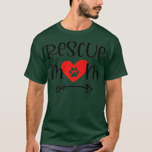 Camiseta Orgulloso Rescate Mamá Perro Gato Paw Corazón Impr
