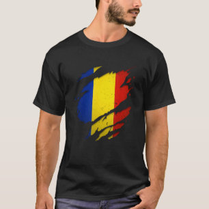 Camiseta Orgulloso rumano destrozado rompió bandera rumana