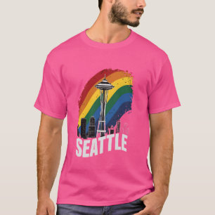 Camiseta Orgulloso Seattle Skyline Gay Pride Rainbow LGBTQ