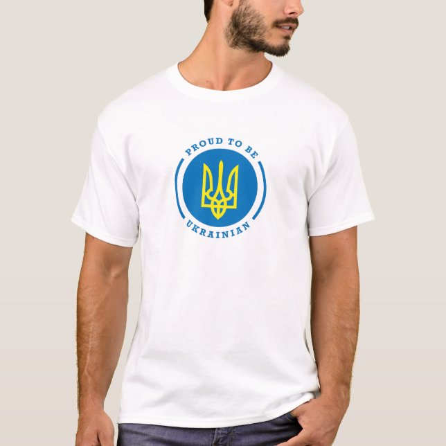 Camiseta Orgulloso ser muestra ucraniana con el escudo de (Anverso)