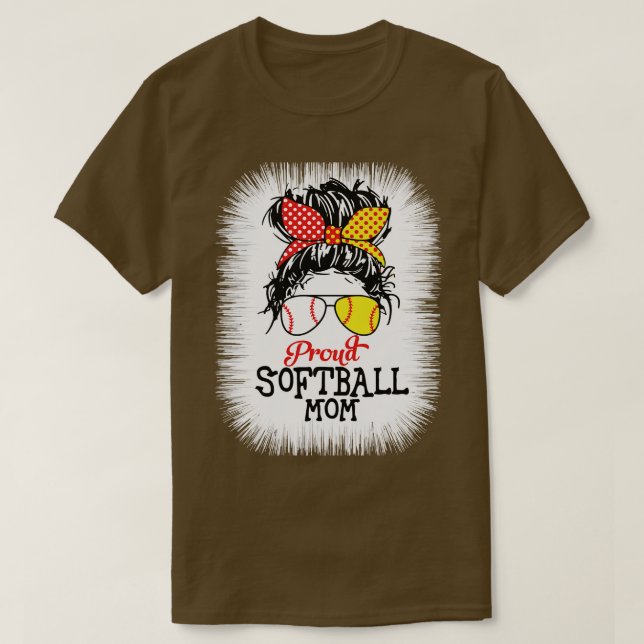 Camiseta Orgulloso softball mamá desordenado vestido de un  (Diseño del anverso)