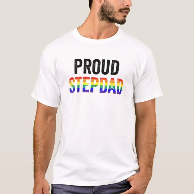 Camiseta Orgulloso Stepdad: Mes del orgullo gay, regalos LG (Anverso)