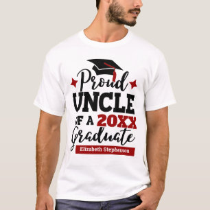 Camiseta Orgulloso tío 2022 de graduado de gorra roja negra
