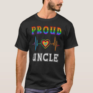 Camiseta Orgulloso tío Lgbt Rainbow Heartbeat Familia Gay P