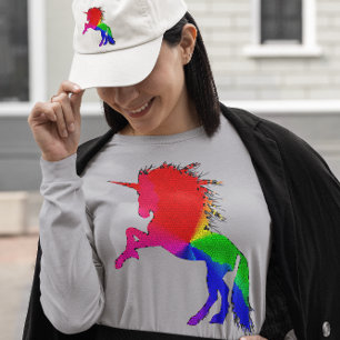Camiseta Orgulloso unicornio de colorido diseño de vidrio d