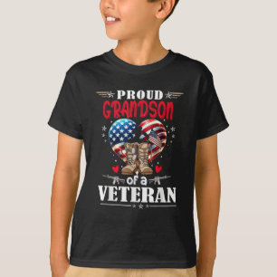 Camiseta Orgulloso veterano nieto Corazón Bandera Estadouni
