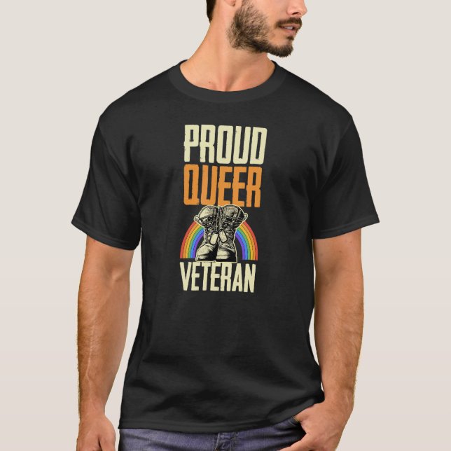 Camiseta Orgulloso veterano orgullo gay arcoiris, nuevo sol (Anverso)
