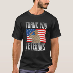 Camiseta Orgulloso veterano soldado estadounidense banderín