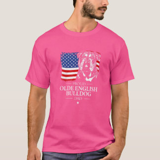 Camiseta Orgulloso viejo Bulldog inglés papá American Flag 