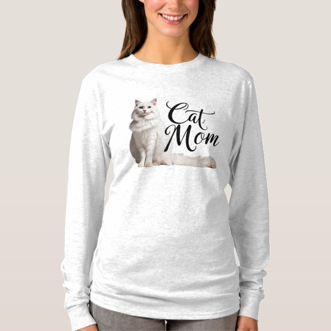 Camiseta Orgulloso White Maine Coon Cat Mom T-Shirt (Anverso)