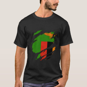 Camiseta Orgulloso zambiano destrozado rompió bandera de Za