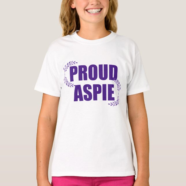 Camiseta Orgullosos niños con síndrome de Aspie Bonito Mora (Anverso)