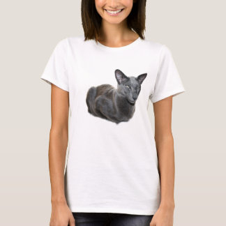 Camiseta oriental azul del gato de Shorthair