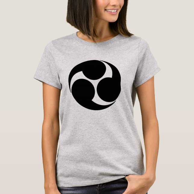 Camiseta Oriental Black Kobayakawa Japón Mon Tomoe Art (Anverso)