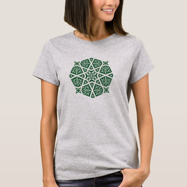 Camiseta Oriental Brown Verde Árabe Egipto Estilo geométric (Anverso)