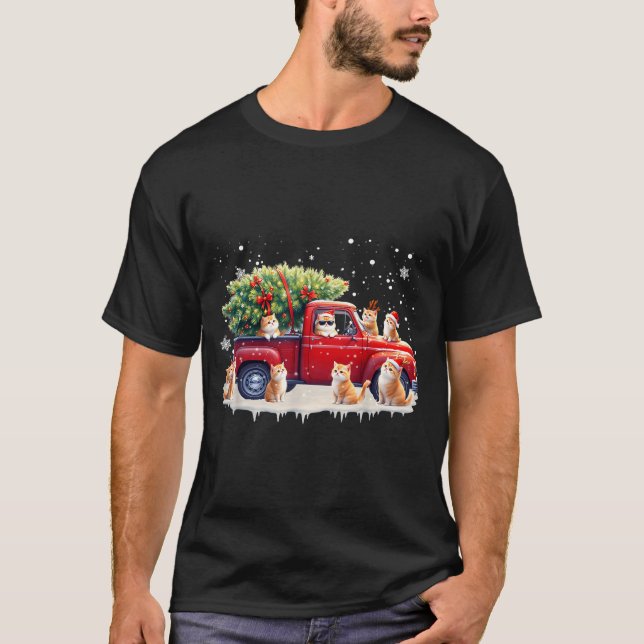 Camiseta Oriental Cat Red Truck Christmas Tree Santa Ugly X (Anverso)