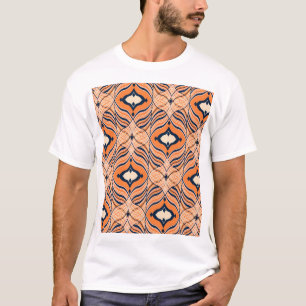 Camiseta Oriental Seamless: Ornamento Naranja negro