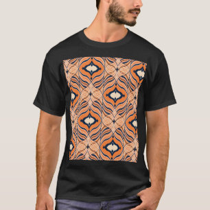 Camiseta Oriental Seamless: Ornamento Naranja negro