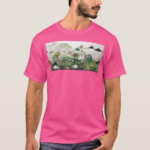 Camiseta Origami Arte Japonés. Las plantas forestales fluye