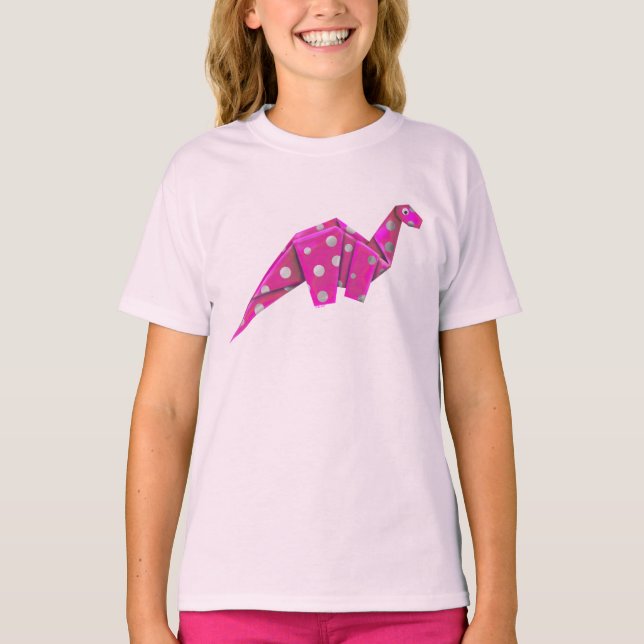 Camiseta Origami Brachiosaur - Rosa (Anverso)