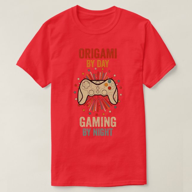 Camiseta Origami By Day Gaming By Night (Diseño del anverso)