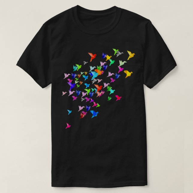 Camiseta Origami Crane Orizuru rebosa de pájaros arte japon (Diseño del anverso)