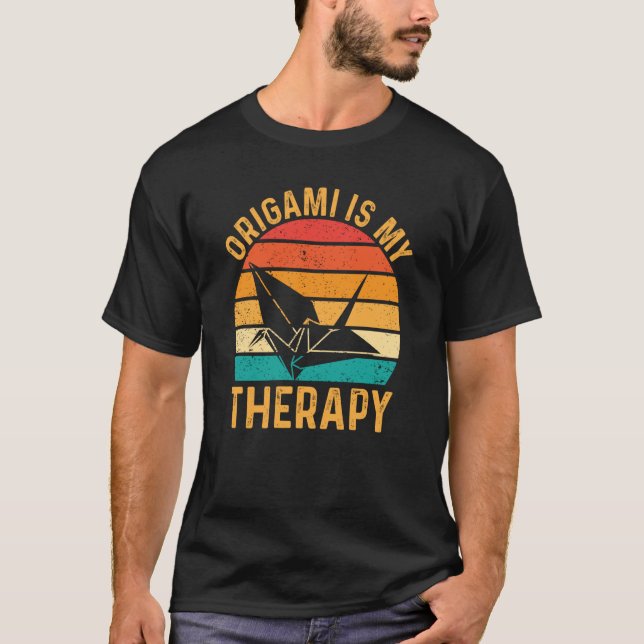 Camiseta Origami Crane Retro Sunset (Anverso)
