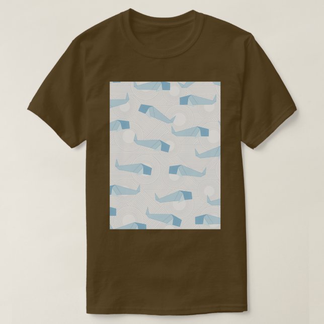 Camiseta origami de ballenas en reunión (Diseño del anverso)
