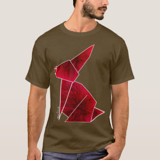 Camiseta origami de conejo rosa