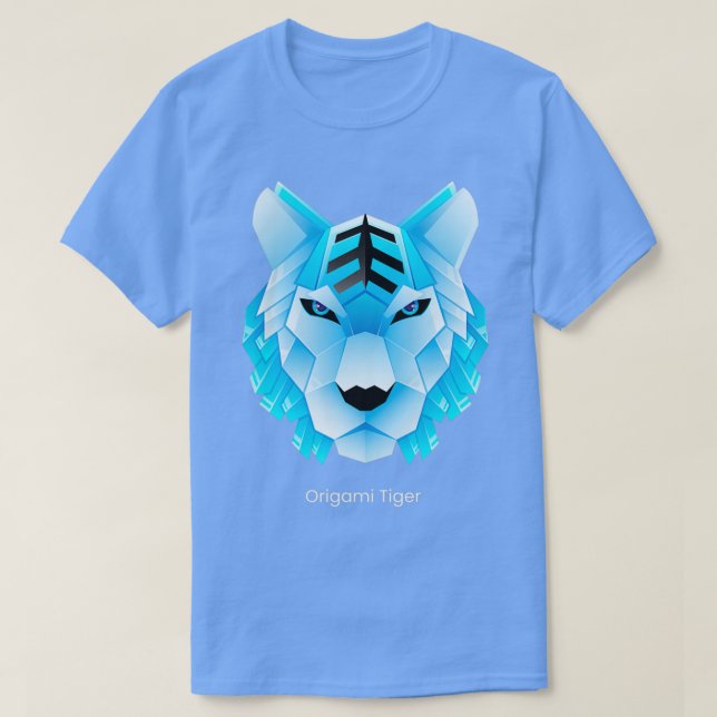 Camiseta Origami de tigre azul (Diseño del anverso)