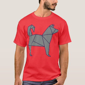 Camiseta Origami Dog arte de papel japonés Origami husky