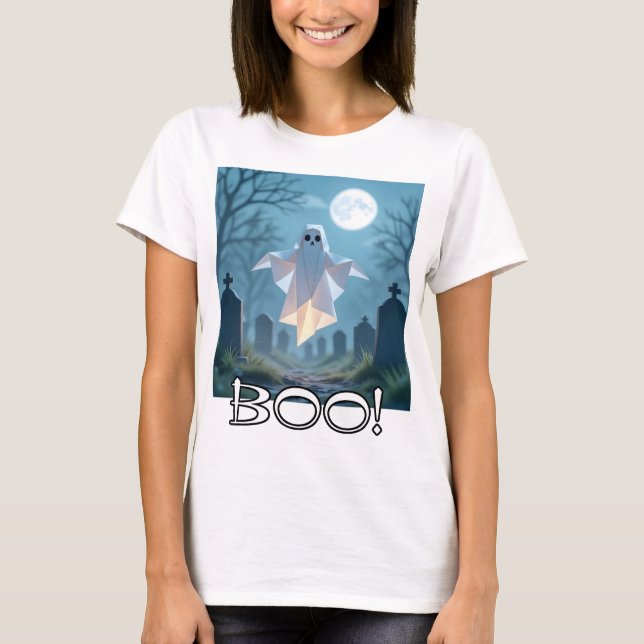 Camiseta Origami Halloween Scary Ghost Silly (Anverso)