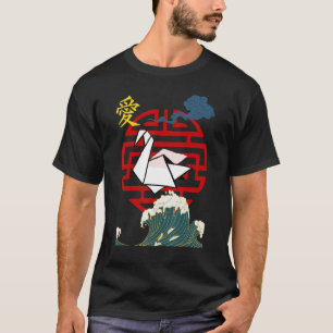 Camiseta Origami Personaje Japonés Grulla Gran Ola Origam