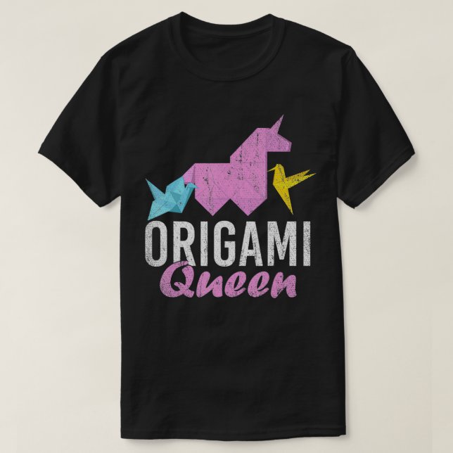 Camiseta Origami Queen Paper Chica de mujeres de arte unico (Diseño del anverso)