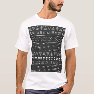 Camiseta Origen étnico tribal: patrón blanco negro.