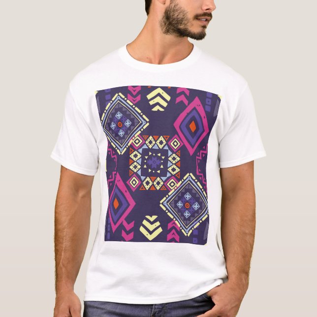 Camiseta Origen geométrico primitivo, étnico tribal. (Anverso)