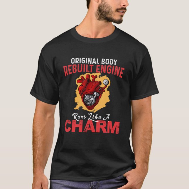 Camiseta Original Body Rebuilt Engine Runs Like A Charm (Anverso)