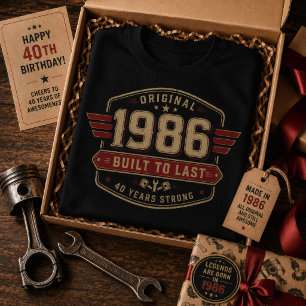 Camiseta Original de 1986 Construido para Durar Vintage 40 