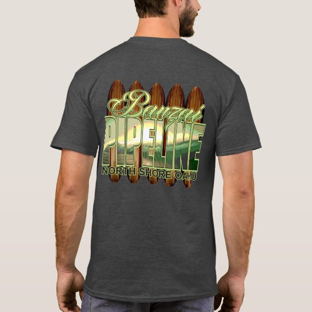Camiseta Orilla del norte Oahu Hawaii de la tubería del (Reverso)