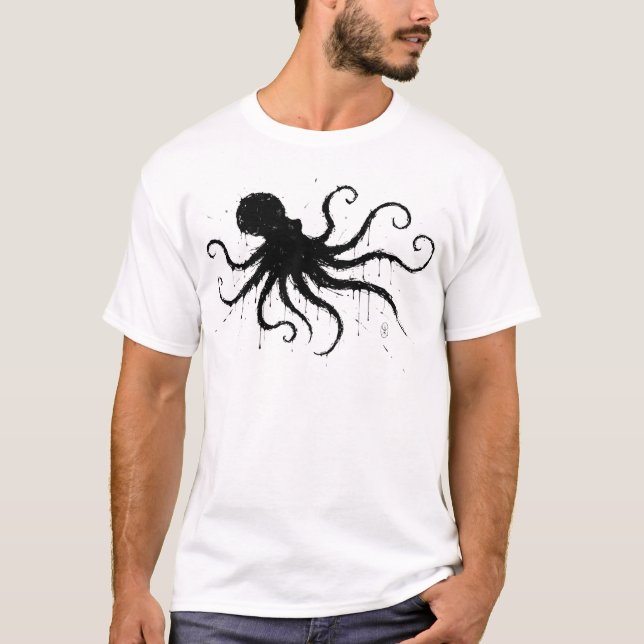 Camiseta Orkney Dark Ink Illustration – Grasping Octopus (Anverso)