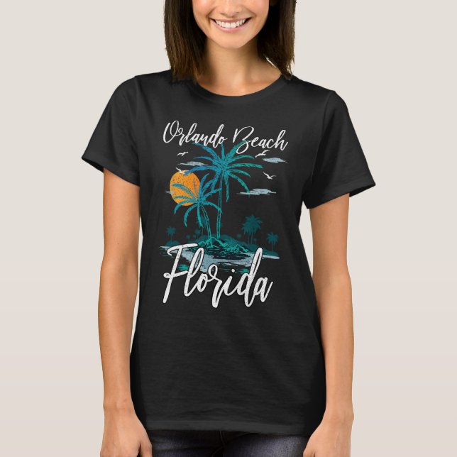Camiseta Orlando Beach Florida Family Vacation Palm Tree Su (Anverso)